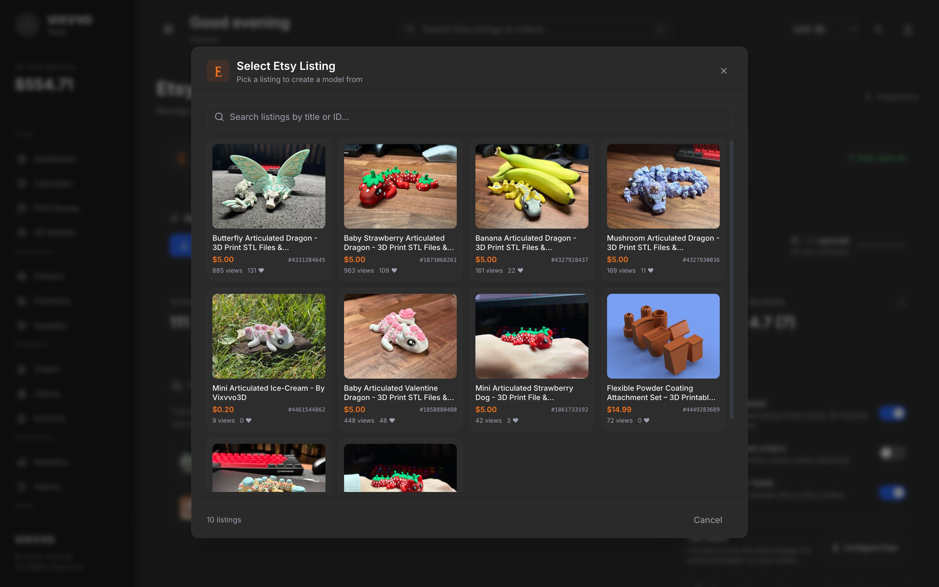 Model from Etsy Listing